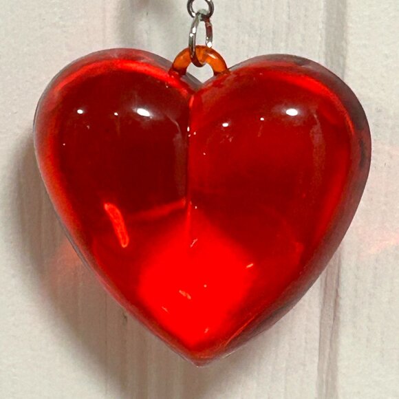 Huge Lucite Acrylic Clear Candy Red Heart Black Chain Resin Nec… - Picture 15 of 16